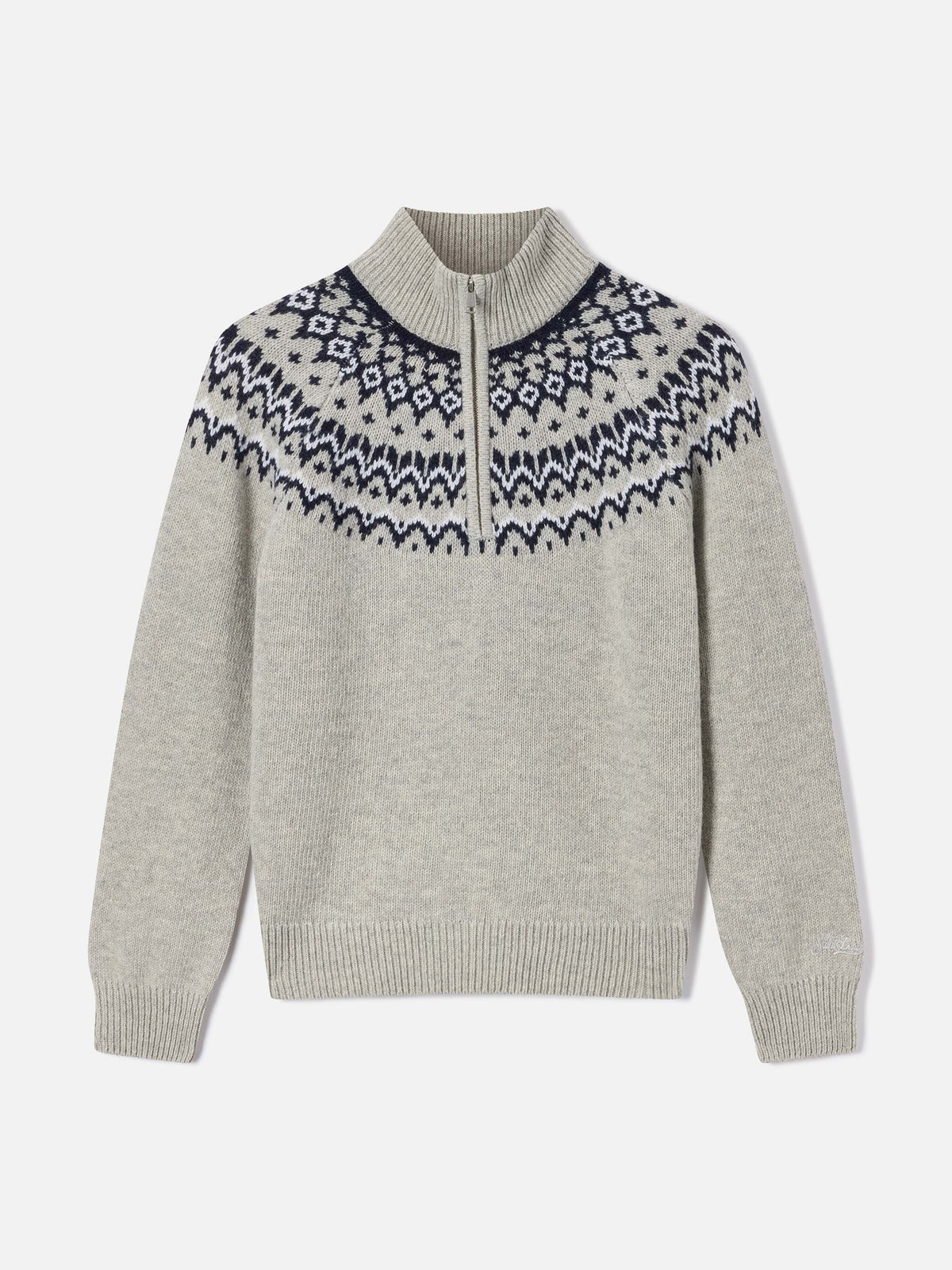 Pull demi-zip Grey Clyde en mélange de laine avec motif nordique 