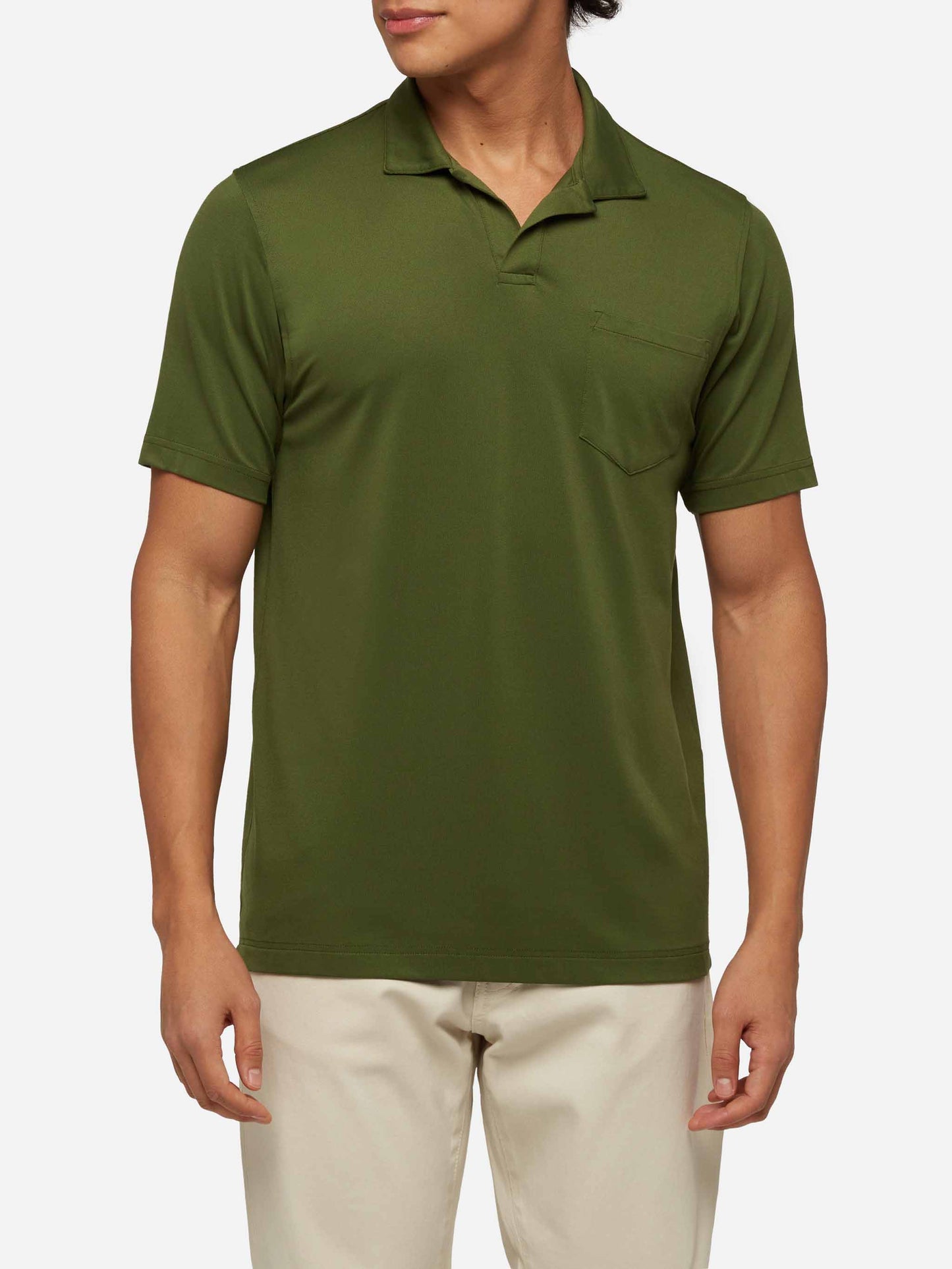 Militärgrünes technisches Piquet-Poloshirt Camber