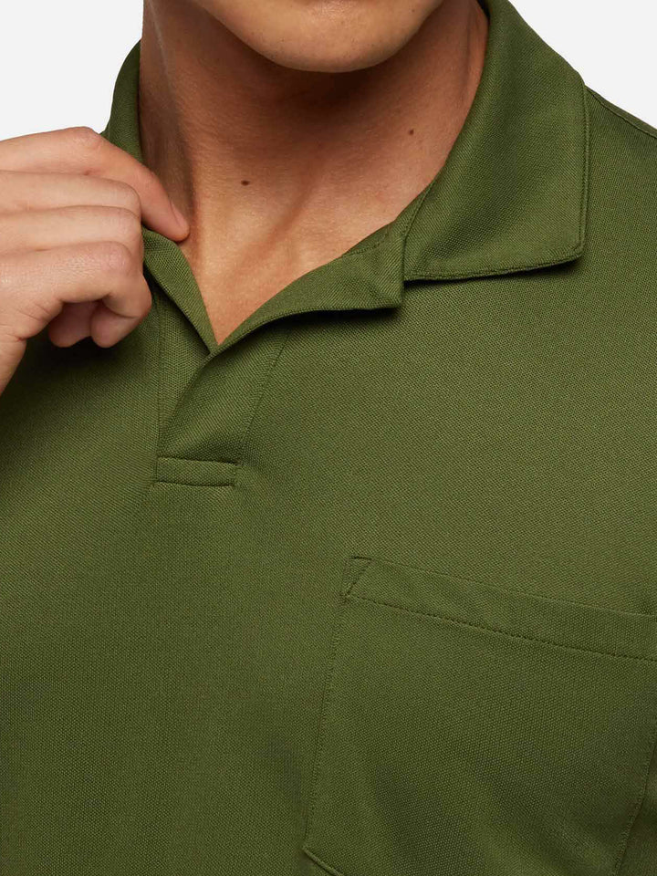 Militärgrünes technisches Piquet-Poloshirt Camber