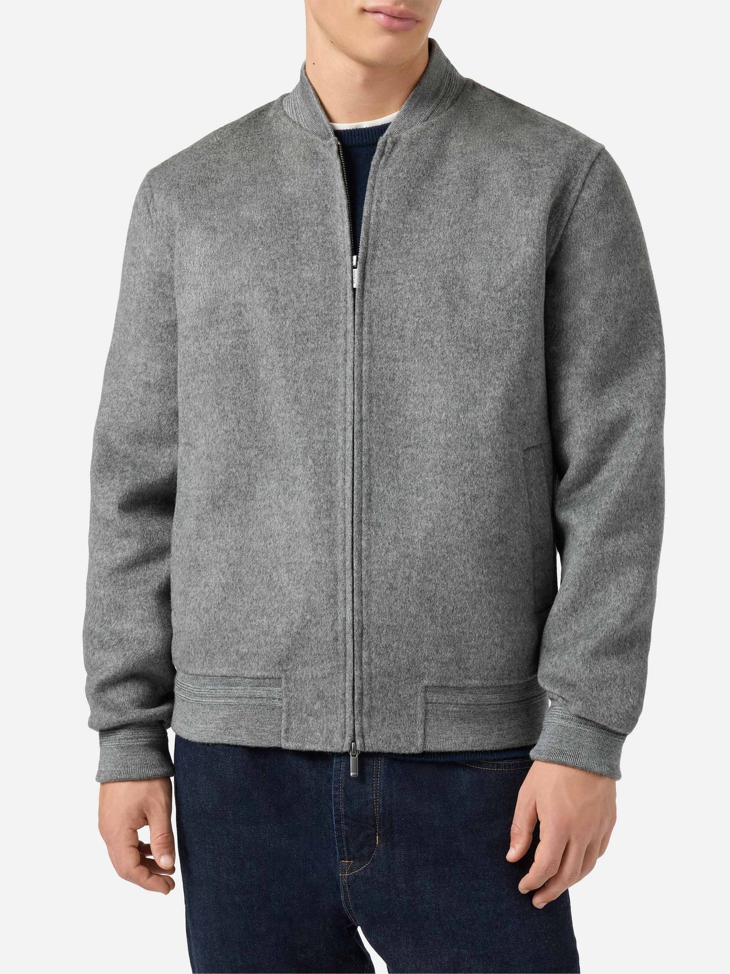 Unlined Camden wool bomber in grey