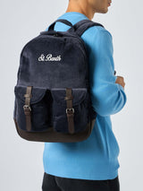 Zaino in velluto a coste blu navy Cody