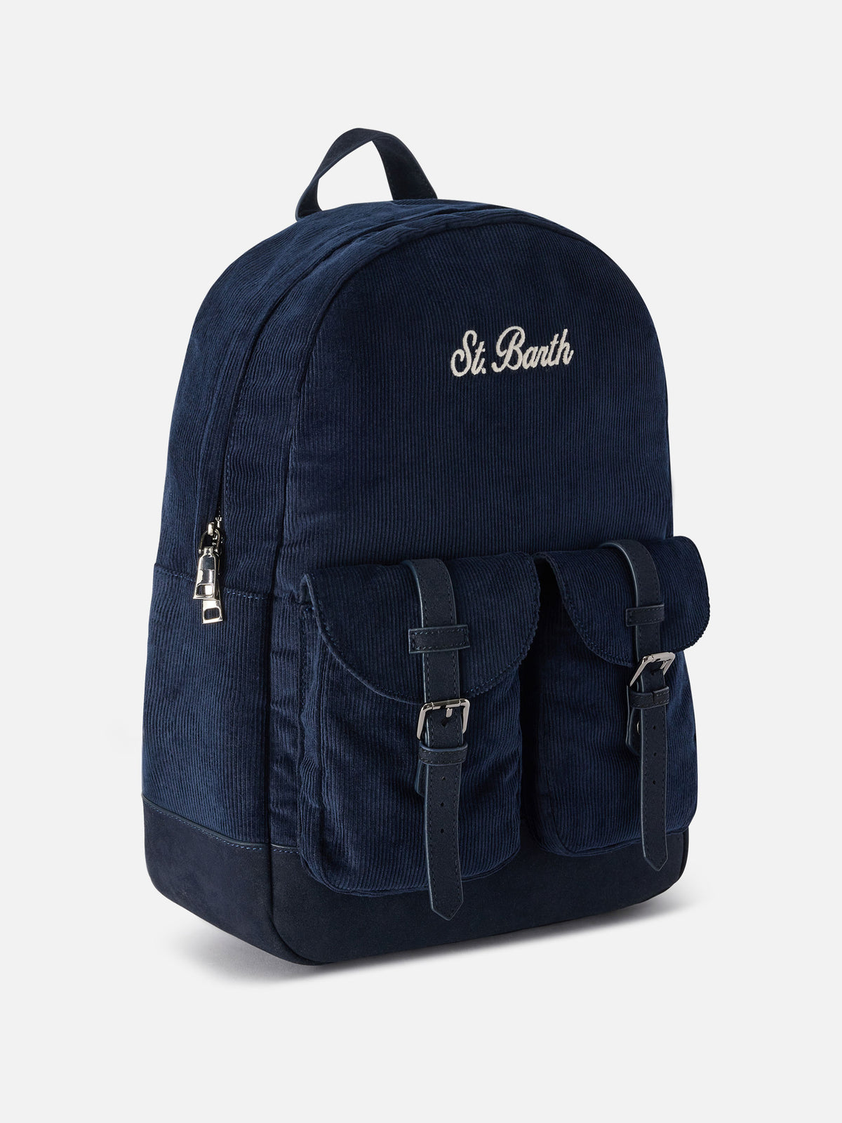 Mochila de pana Navy blue Cody con bordado del logotipo 
