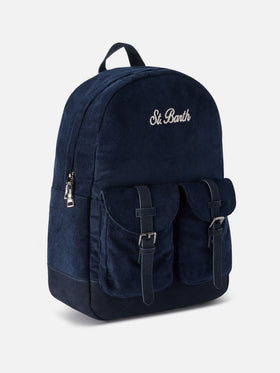 Mochila de pana Navy blue Cody con bordado del logotipo 