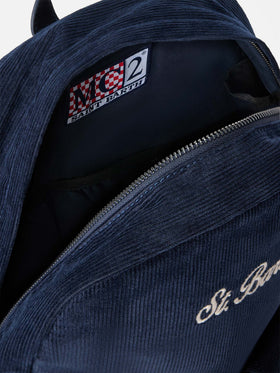 Mochila de pana Navy blue Cody con bordado del logotipo 