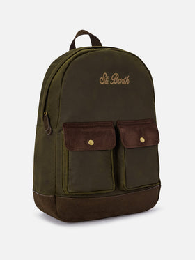 Sac à dos ciré vert militaire Cody avec logo brodé 