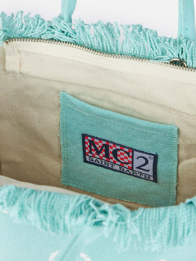 Wassergrüne Colette-Handtasche aus Baumwollcanvas