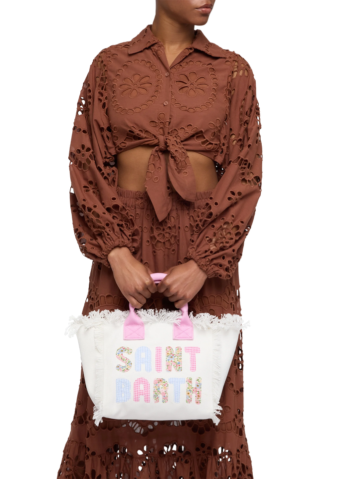 Borsa Colette in canvas di cotone con logo patch Saint Barth