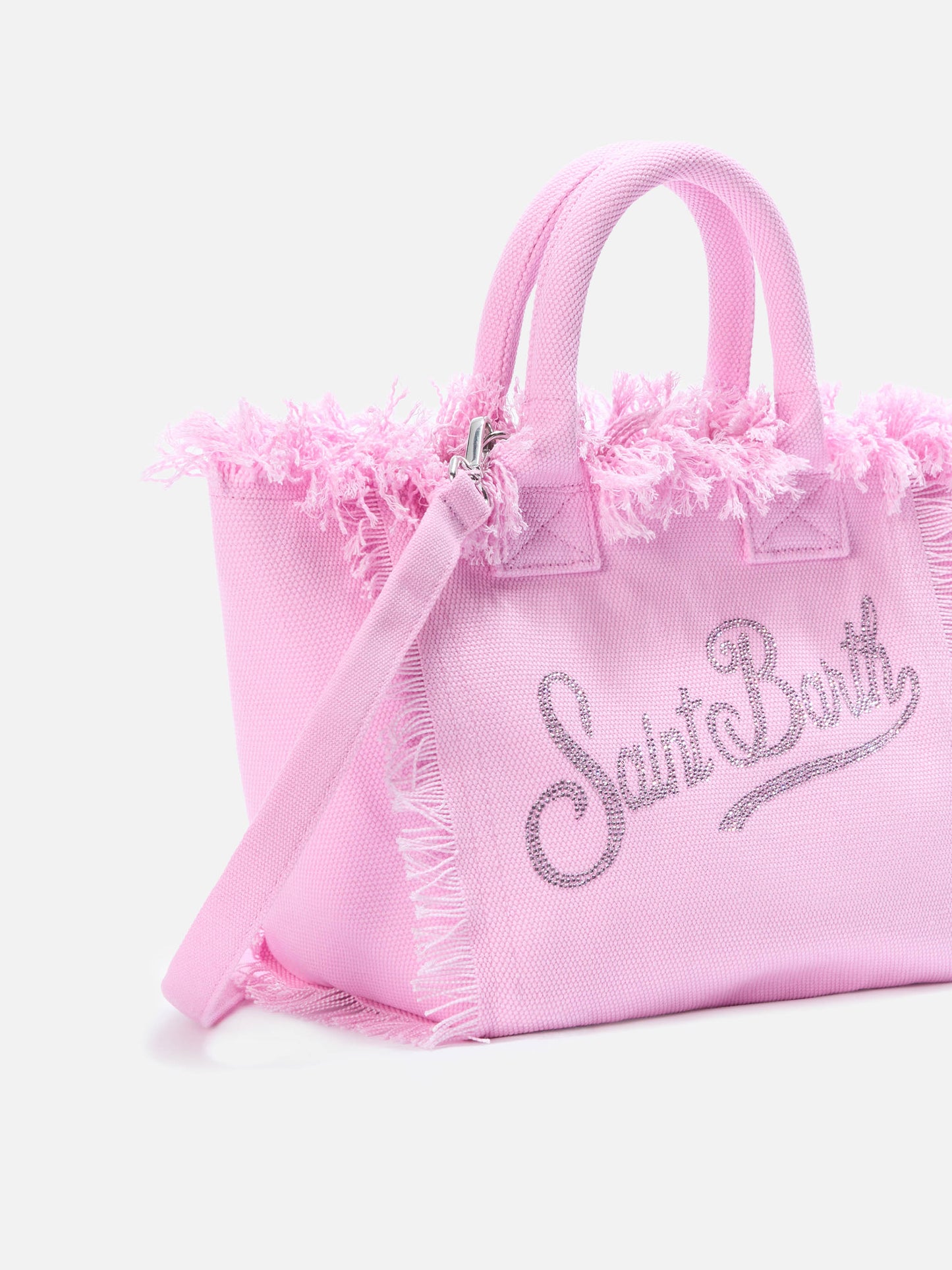 Borsa Colette in canvas rosa con logo in strass