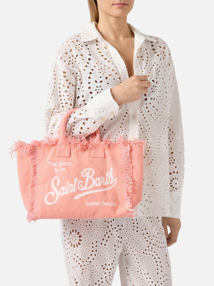 Borsa Colette arancione in canvas con frange