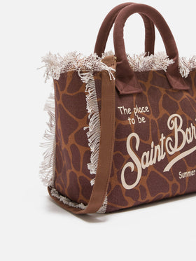 Borsa Colette in canvas con fantasia animalier