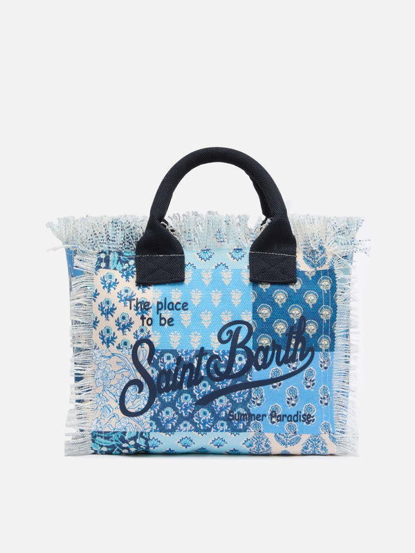 Borsa Colette in canvas di cotone con stampa patch floreale