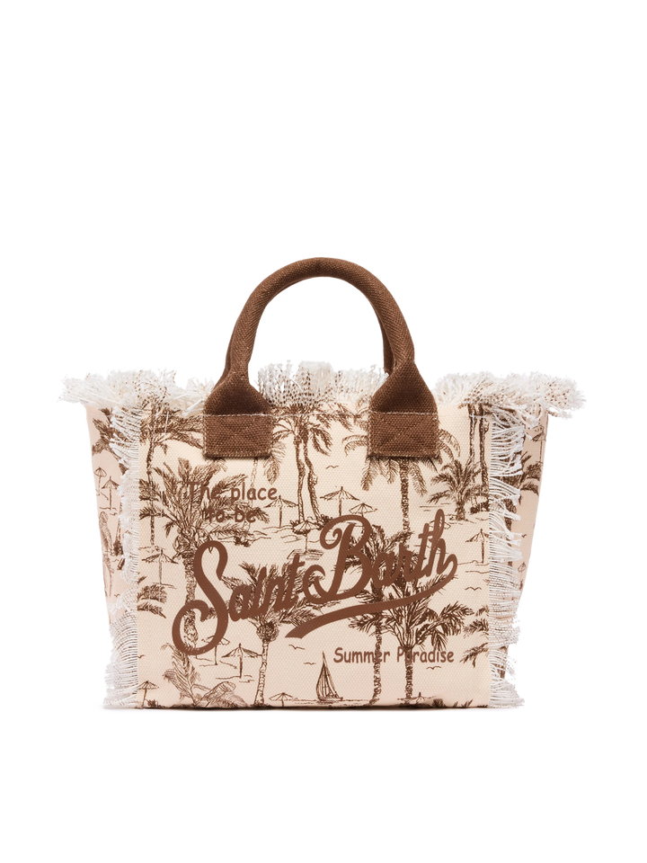 Colette cotton canvas handbag with toile de jouy print - MC2 Saint Barth