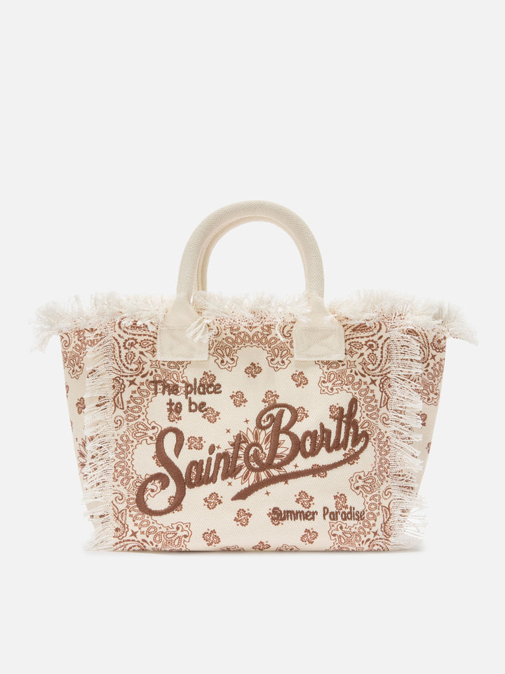 Borsa Colette in canvas beige con stampa bandana