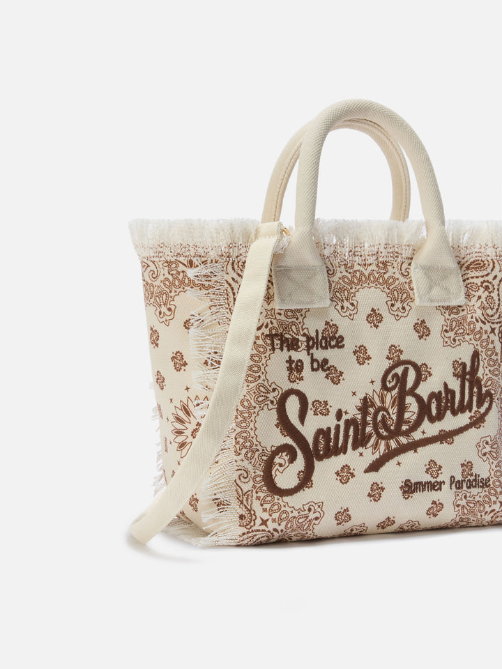 Beige canvas Colette bag with bandana print