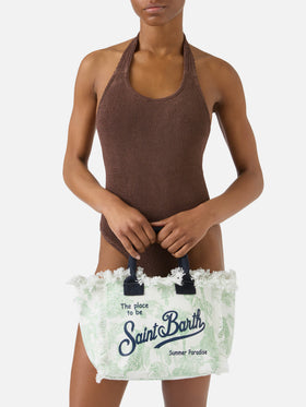 Sac en toile Colette avec imprimé toile de Jouy vert 
