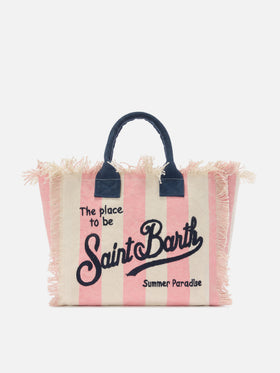 Colette canvas bag with pink stripes