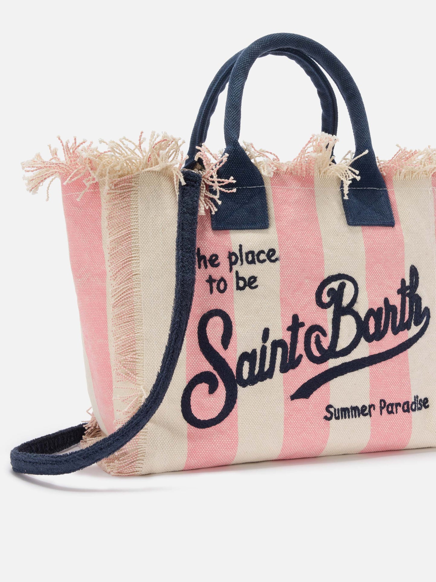 Colette canvas bag with pink stripes