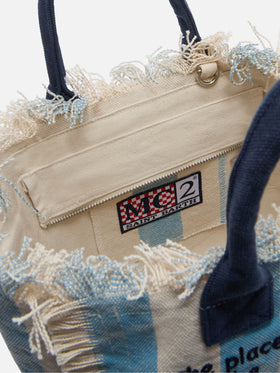 Colette canvas bag with light blue stripes
