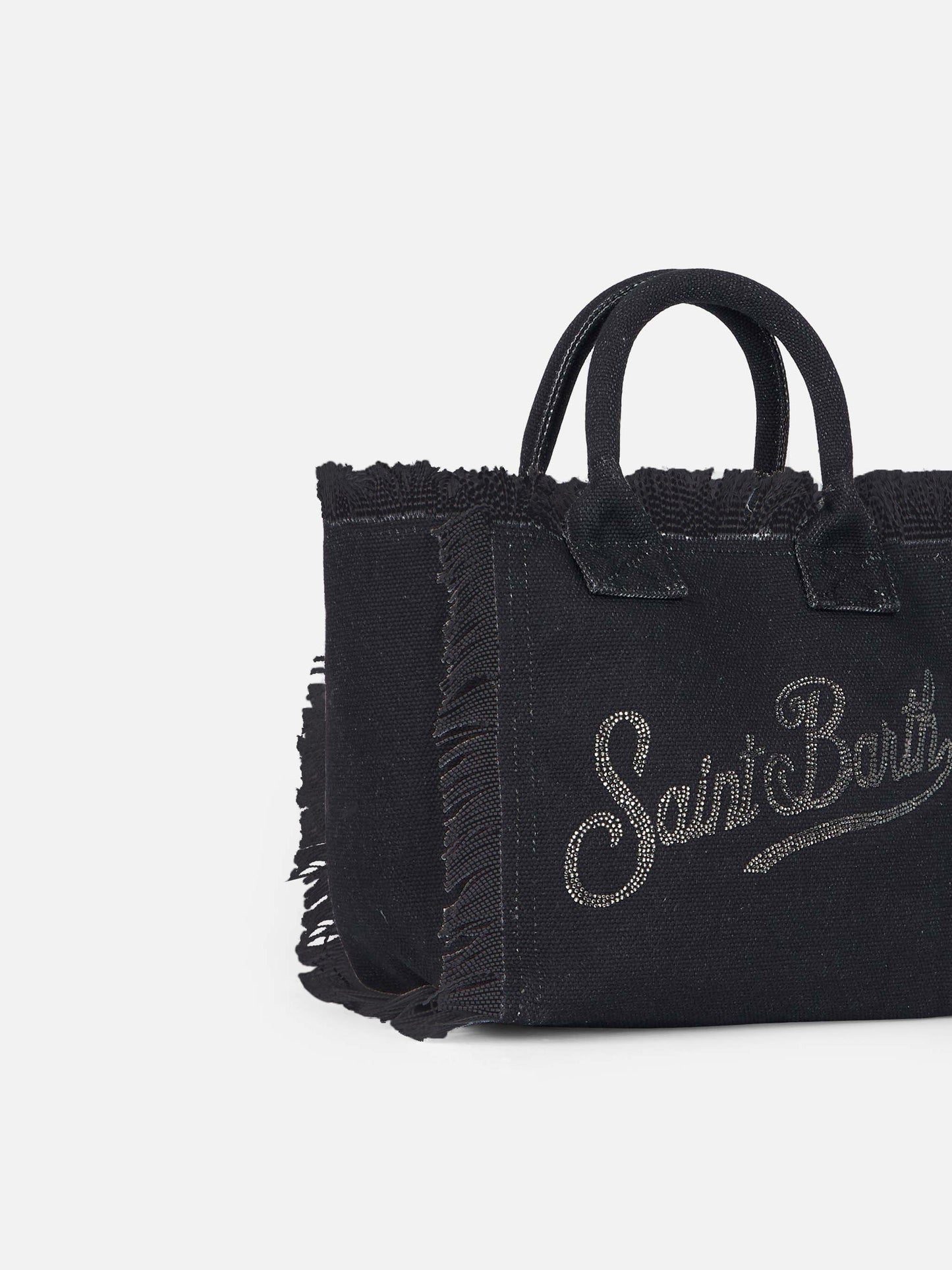 Borsa Colette in canvas di cotone nero con strass