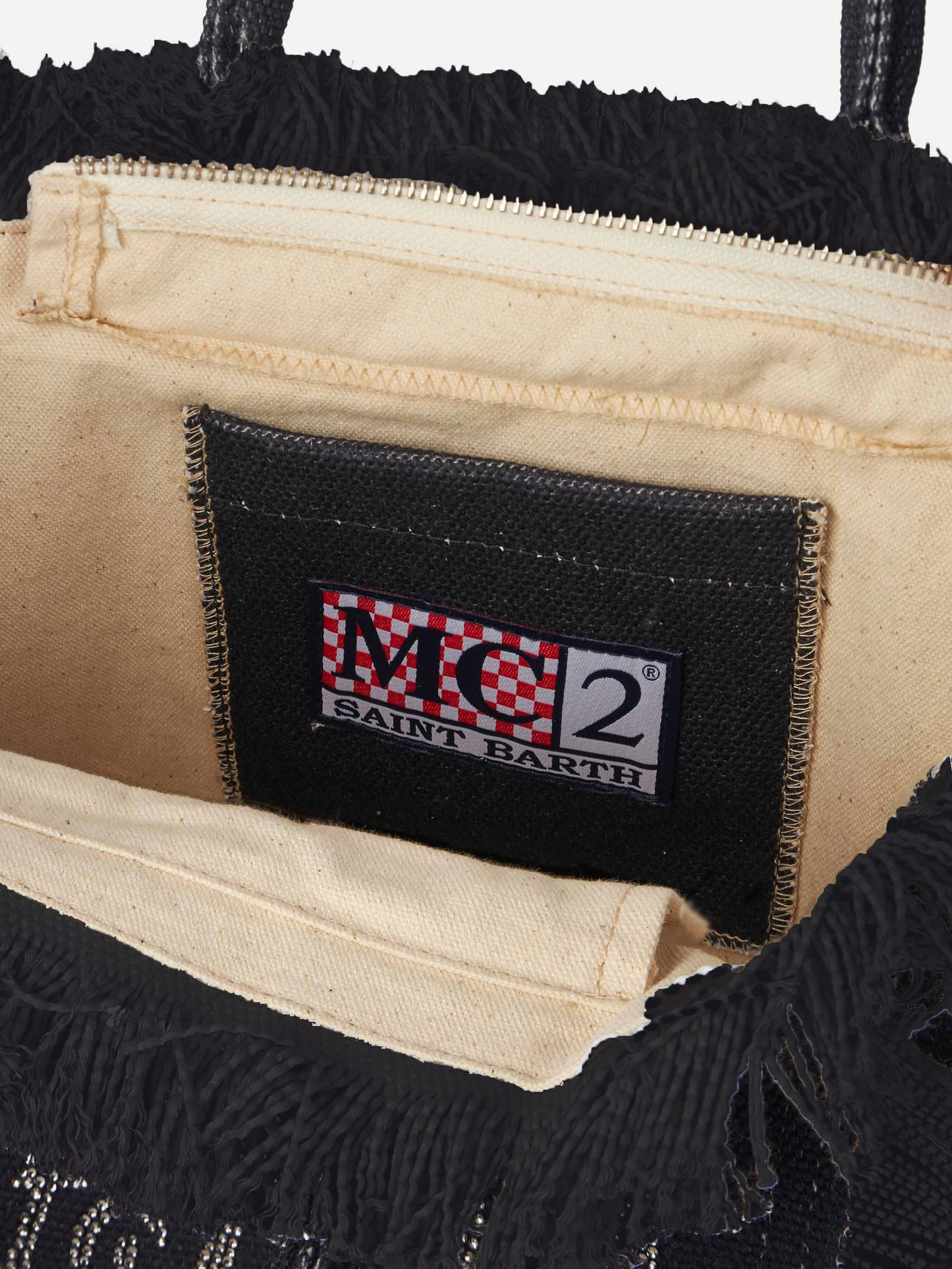 Borsa Colette in canvas di cotone nero con strass