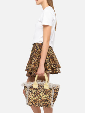Borsa Colette in canvas di cotone con stampa animalier