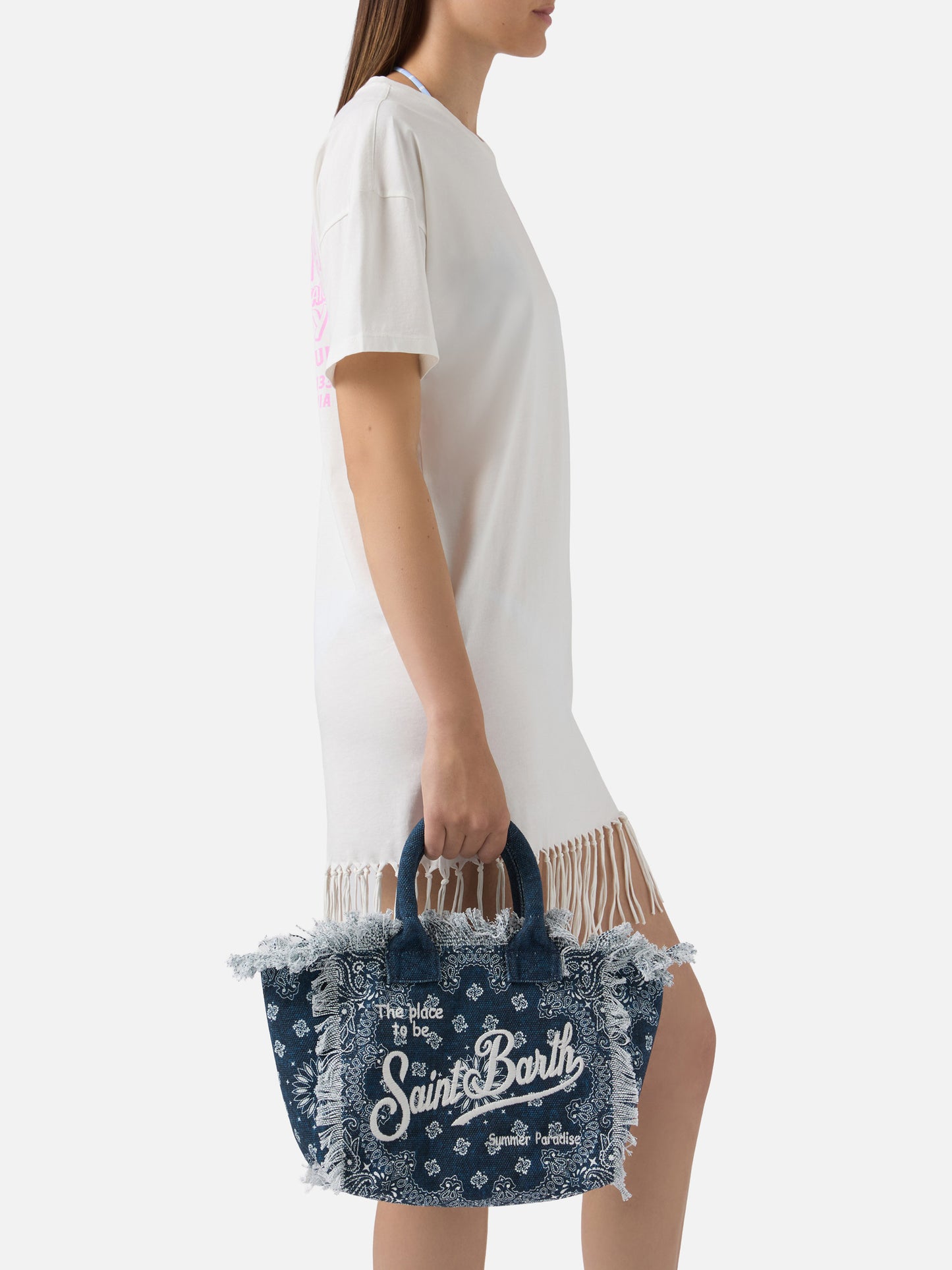Bolso Colette de lona azul claro con estampado bandana 
