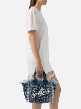 Bolso Colette de lona azul claro con estampado bandana 