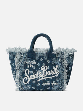 Bolso Colette de lona azul claro con estampado bandana 