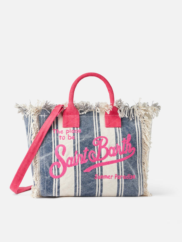 Handtasche Colette aus Baumwollcanvas mit Streifenprint