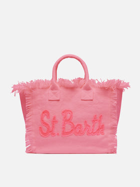 Borsa Colette in canvas di cotone rosa con logo patch