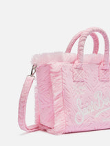 Borsa Colette in spugna rosa con stampa zebrata in rilievo