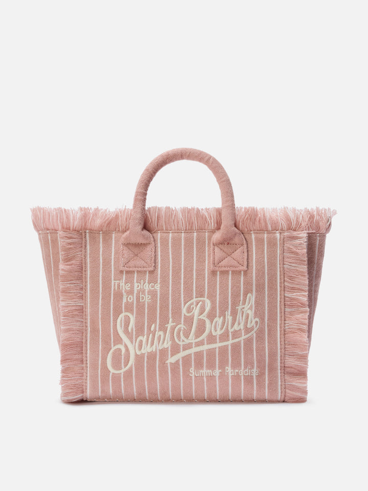 Borsa Colette in tessuto effetto spugnaa righe rosa