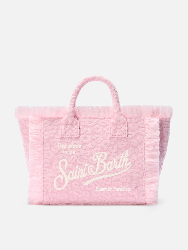 Terry effect Colette bag with raised leopard pattern