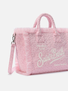 Terry effect Colette bag with raised leopard pattern