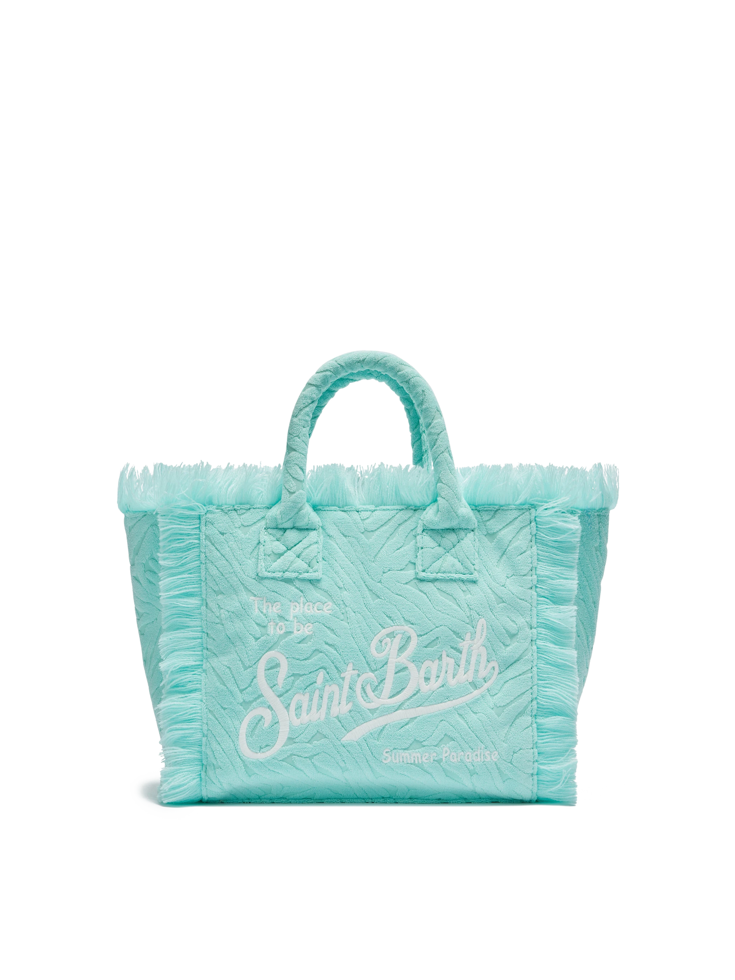 Borsa Colette in spugna verde acqua con stampa zebrata in rilievo