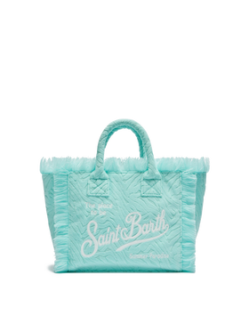 Borsa Colette in spugna verde acqua con stampa zebrata in rilievo