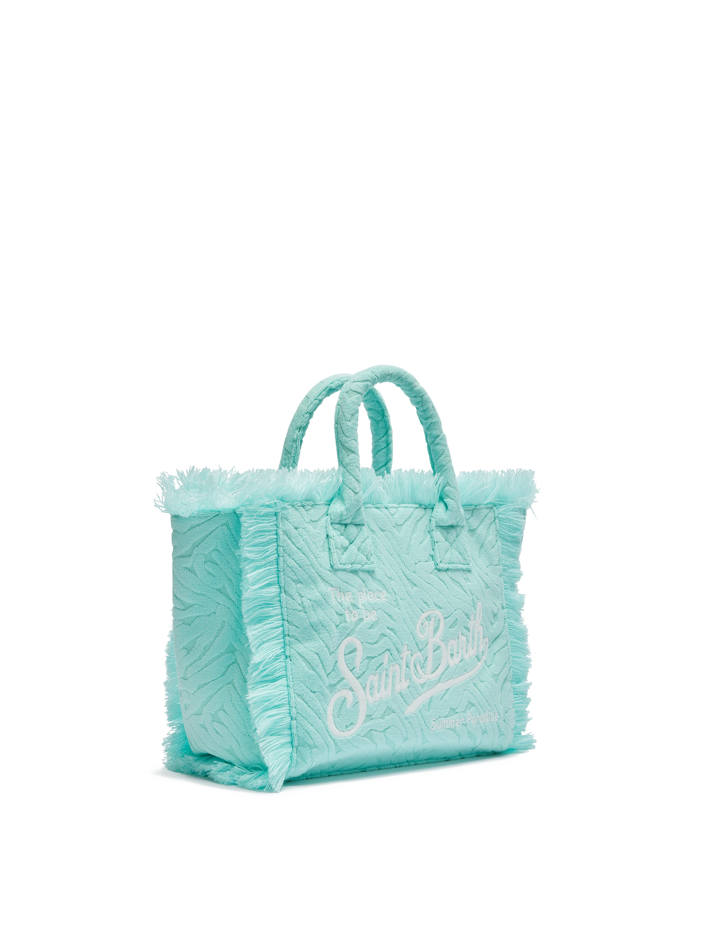 Borsa Colette in spugna verde acqua con stampa zebrata in rilievo