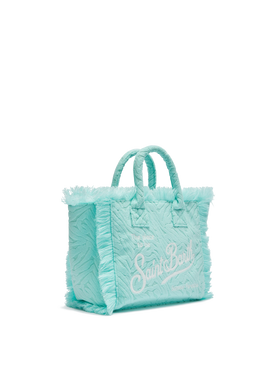 Borsa Colette in spugna verde acqua con stampa zebrata in rilievo