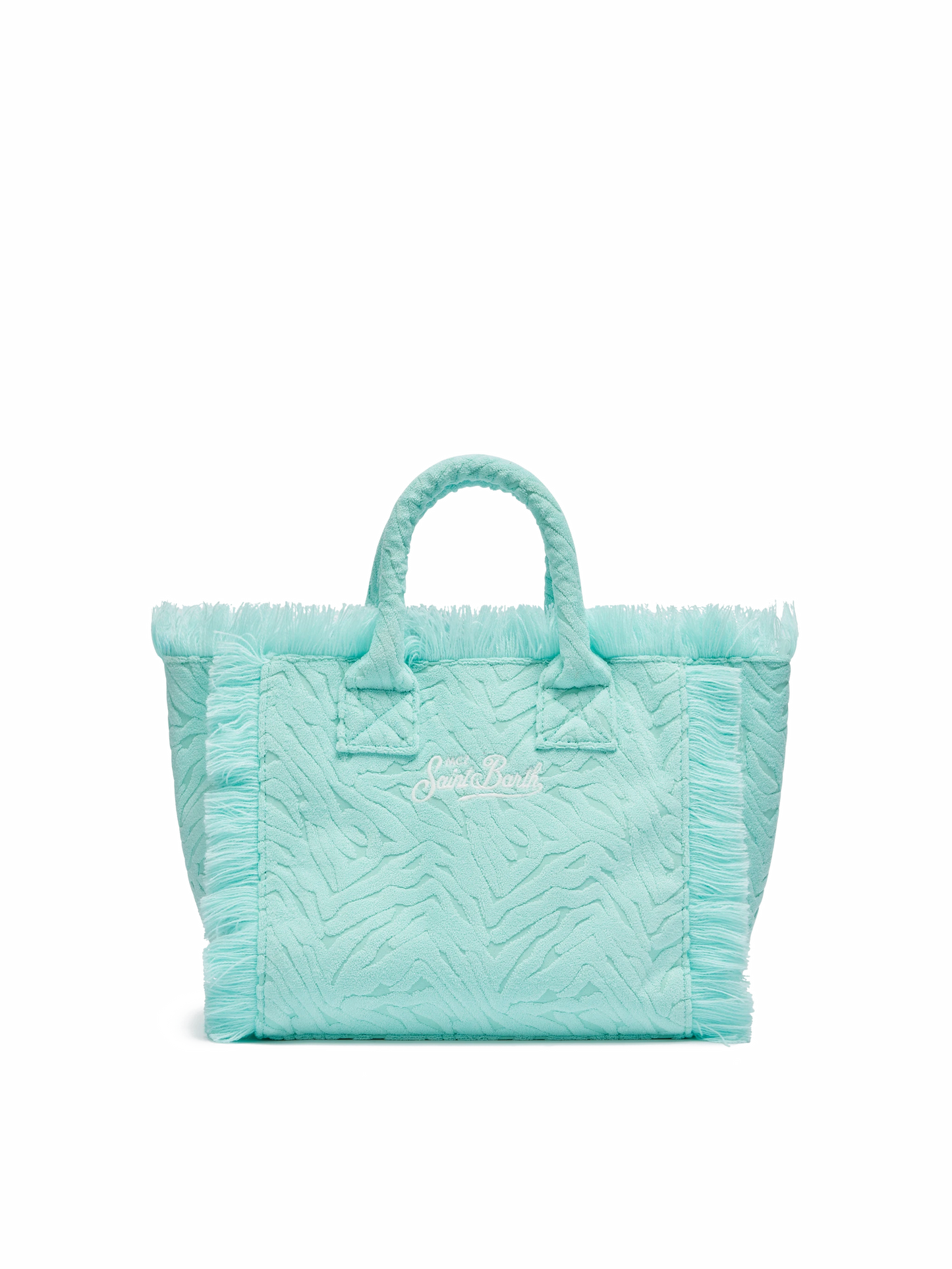 Borsa Colette in spugna verde acqua con stampa zebrata in rilievo