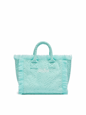Borsa Colette in spugna verde acqua con stampa zebrata in rilievo