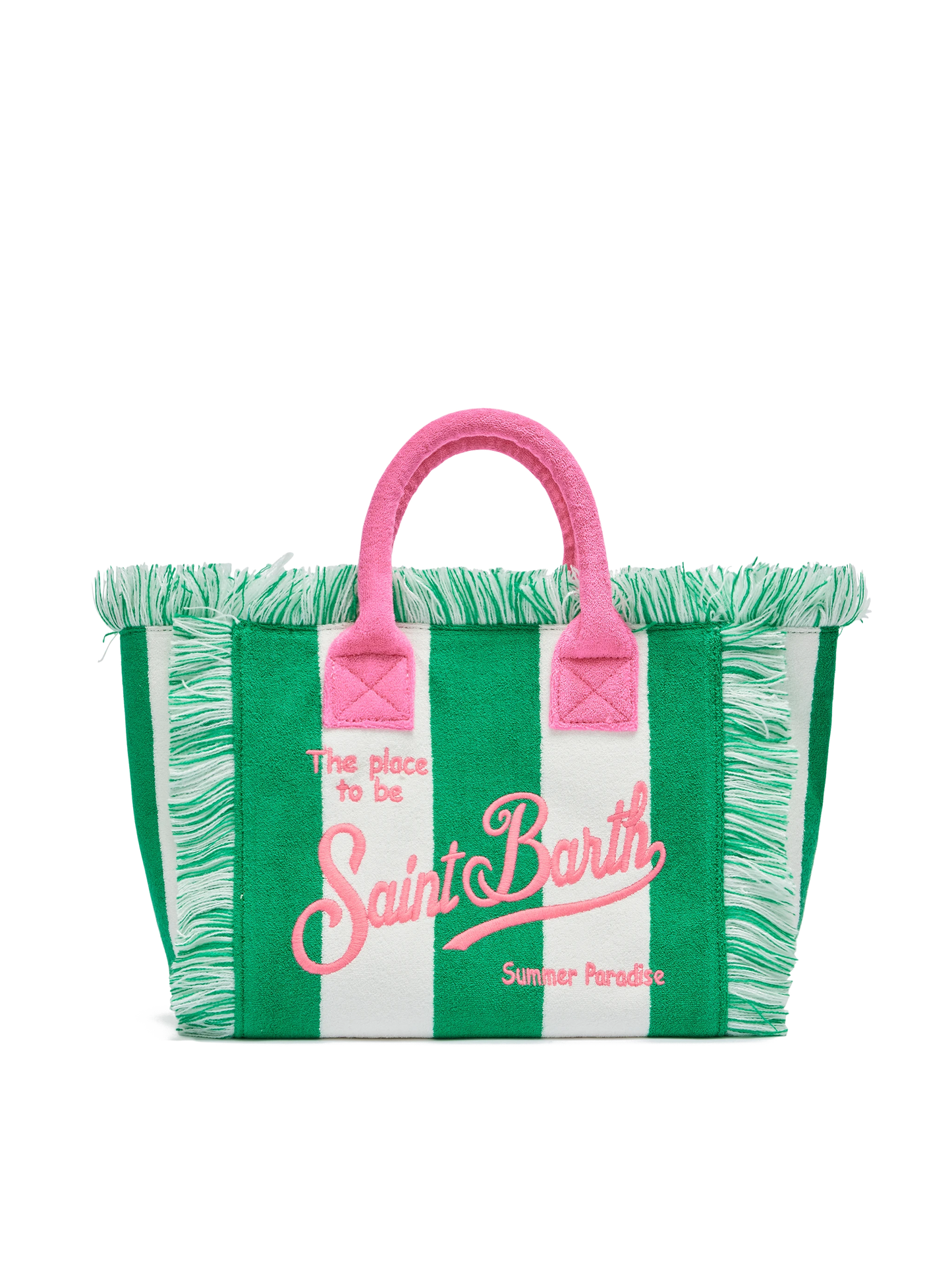 Colette Sponge green striped terry handbag