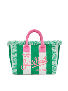 Colette Sponge green striped terry handbag