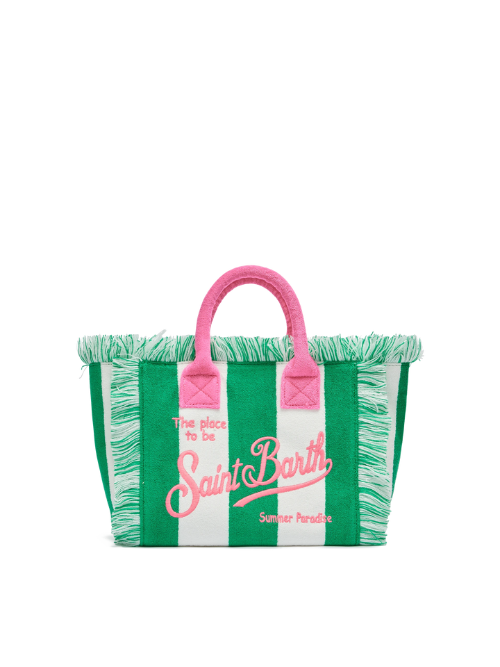 Colette Sponge – Grüne Frottee-Handtasche mit Streifen