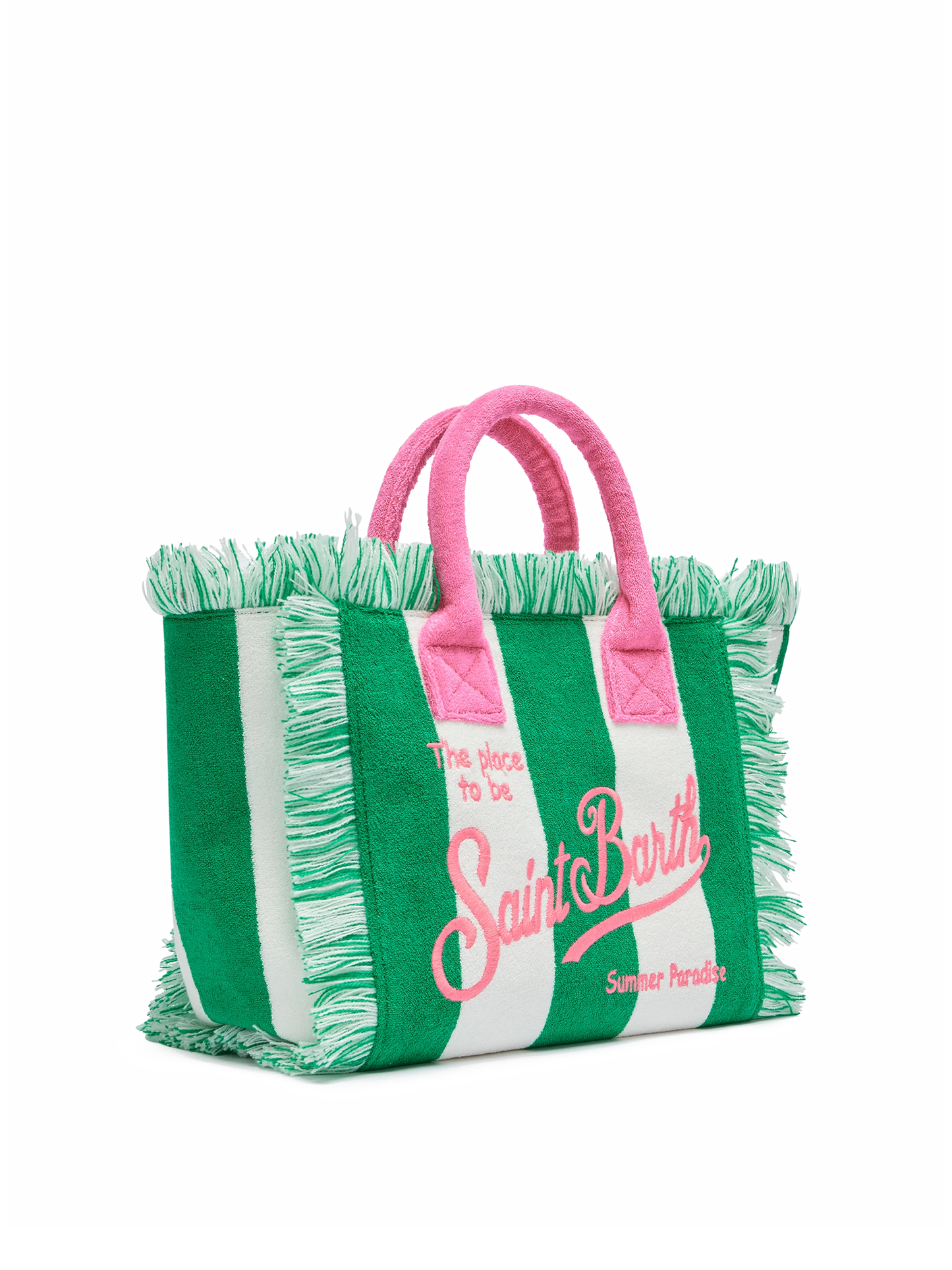Colette Sponge green striped terry handbag