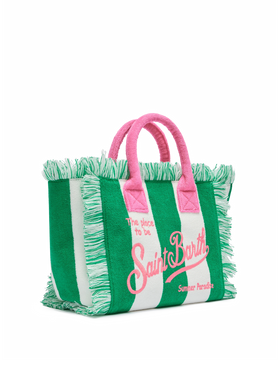 Colette Sponge green striped terry handbag