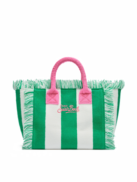 Colette Sponge green striped terry handbag