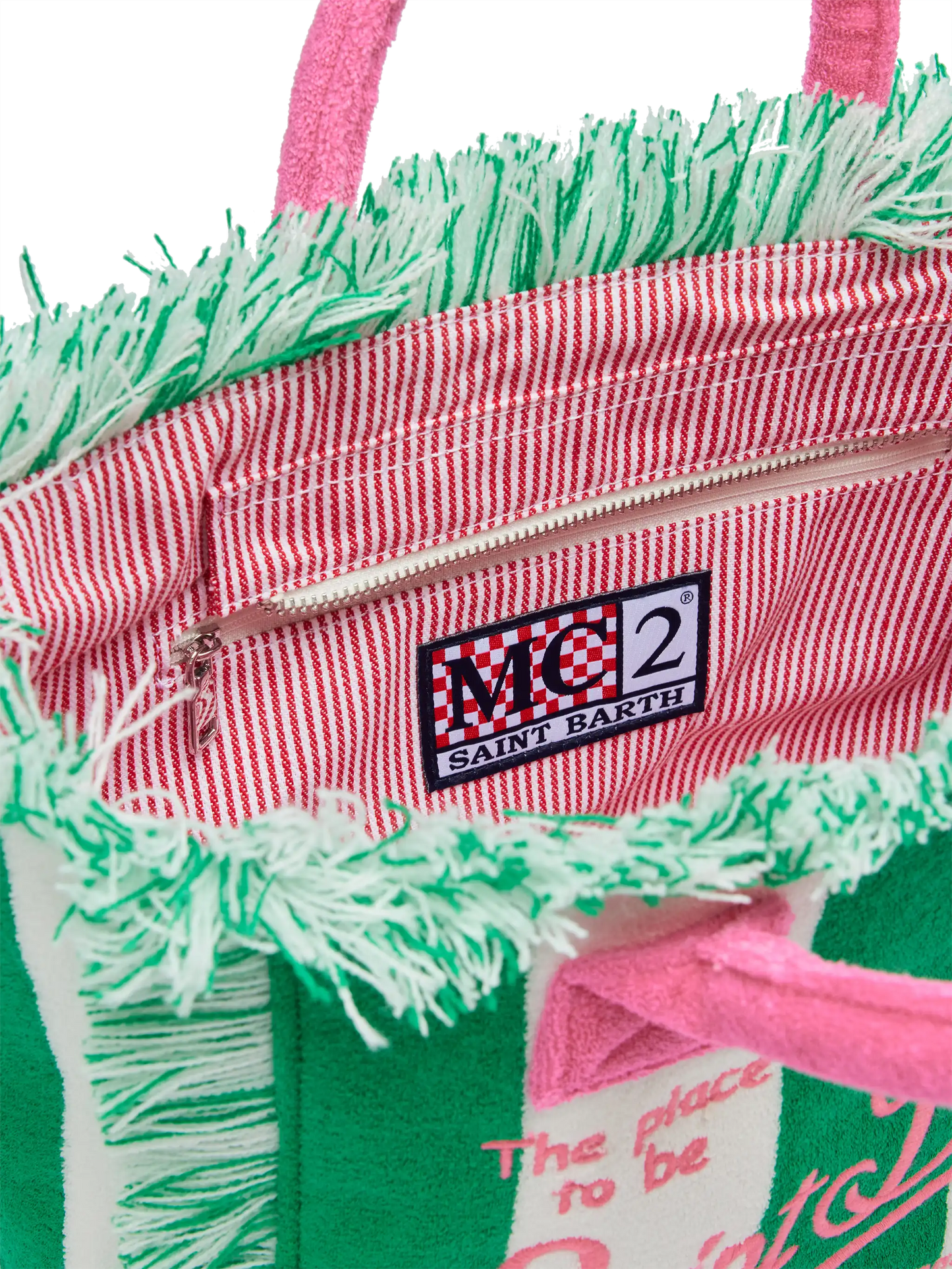 Colette Sponge green striped terry handbag