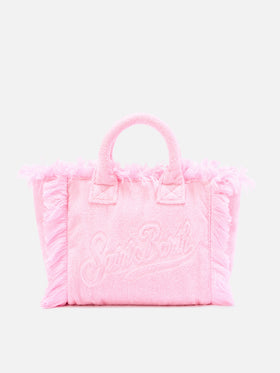 Einfarbige Colette-Tasche in Pink mit Frottee-Effekt 