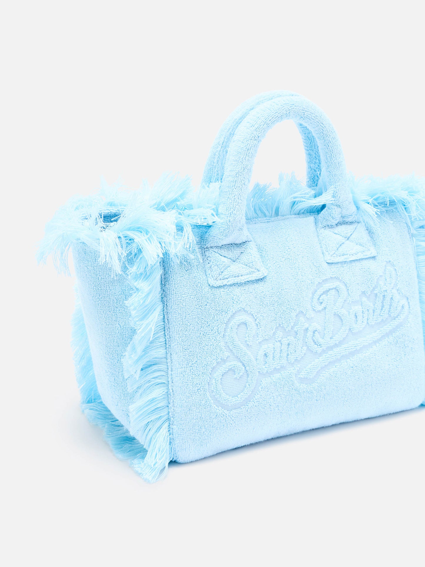 Hellblaue Colette Tasche in Unifarbe mit Frottee-Effekt 