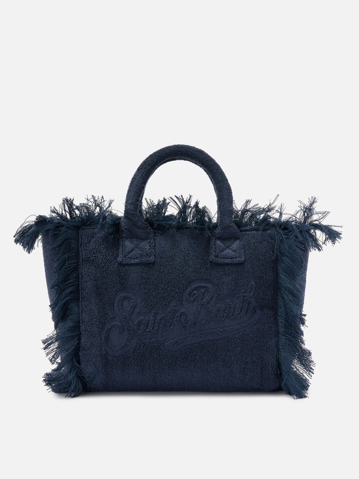 Borsa Colette in tessuto effetto spugna blu tinta unita